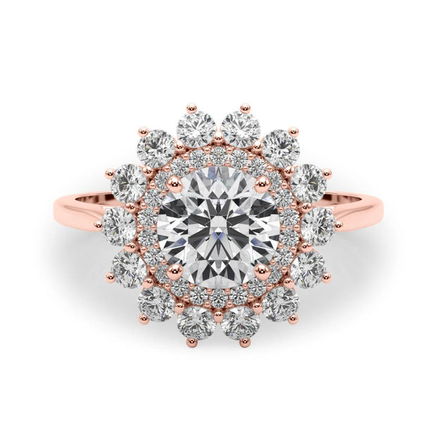 14K Rose Gold 1 ct Diamond Halo Engagement Ring