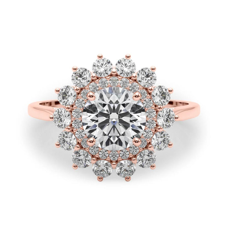 14K Rose Gold 1 ct Diamond Halo Engagement Ring