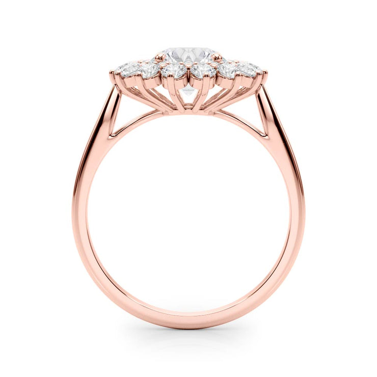 14K Rose Gold 1 ct Diamond Halo Engagement Ring