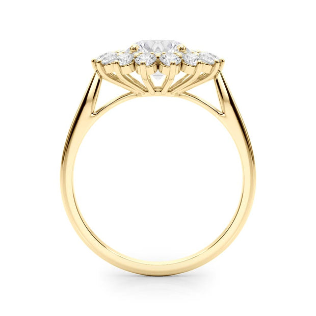 14K Yellow Gold Round Diamond Halo Engagement Ring