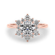 18K Rose Gold 1.5 ctw Round Diamond Halo Ring
