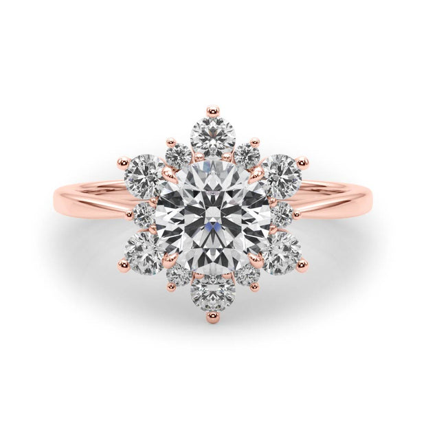 18K Rose Gold 1.5 ctw Round Diamond Halo Ring