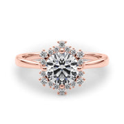 18K Rose Gold 1 CT Diamond Halo Engagement Ring
