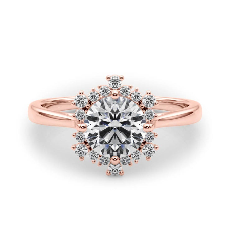 18K Rose Gold 1 CT Diamond Halo Engagement Ring