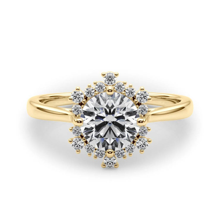 14K Yellow Gold 1 CT Diamond Halo Engagement Ring