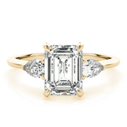 14K Yellow Gold Emerald Diamond Engagement Ring