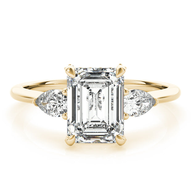 14K Yellow Gold Emerald Diamond Engagement Ring