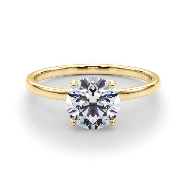 18K Yellow Gold 1 CT Round Diamond Engagement Ring