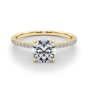 14K Yellow Gold Round Diamond Halo Engagement Ring