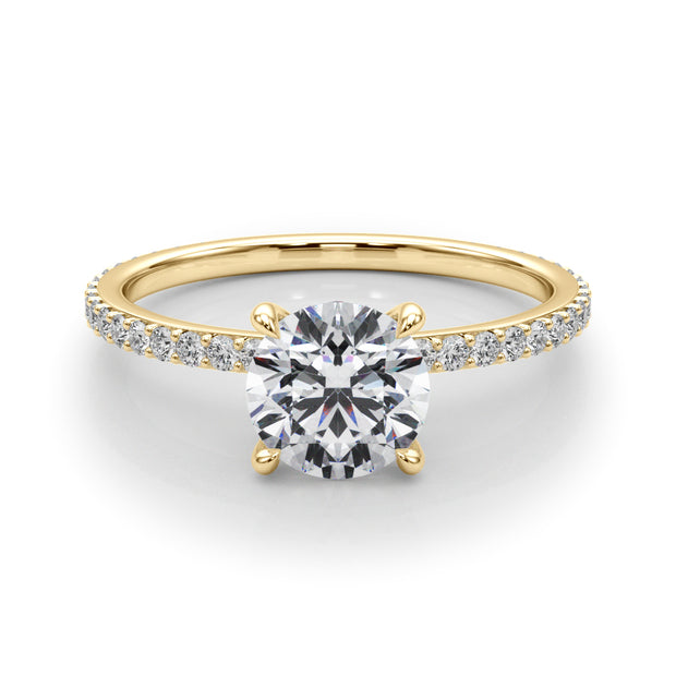 14K Yellow Gold Round Diamond Halo Engagement Ring