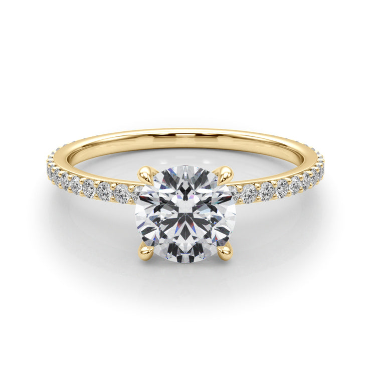 14K Yellow Gold Round Diamond Halo Engagement Ring