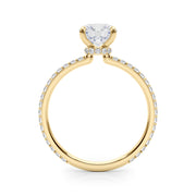 14K Yellow Gold Round Diamond Halo Engagement Ring