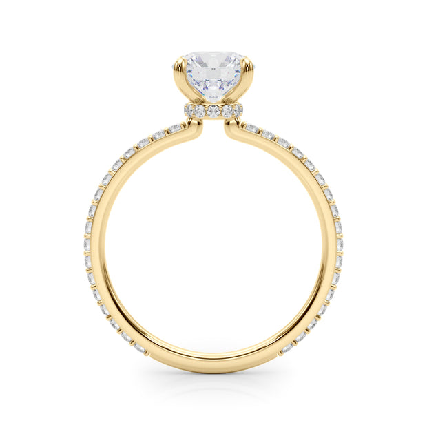 14K Yellow Gold Round Diamond Halo Engagement Ring