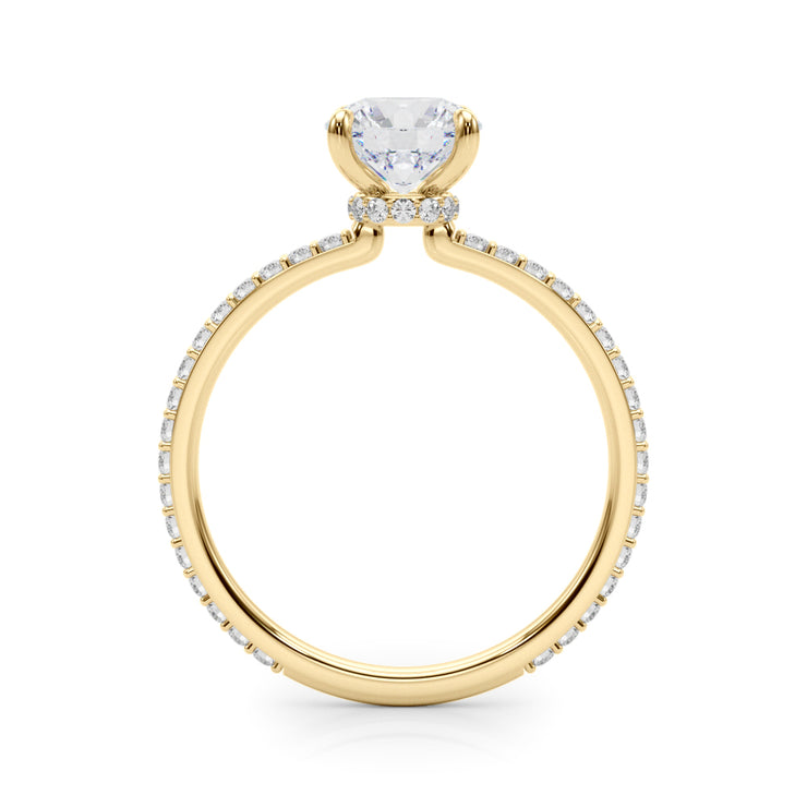 14K Yellow Gold Round Diamond Halo Engagement Ring