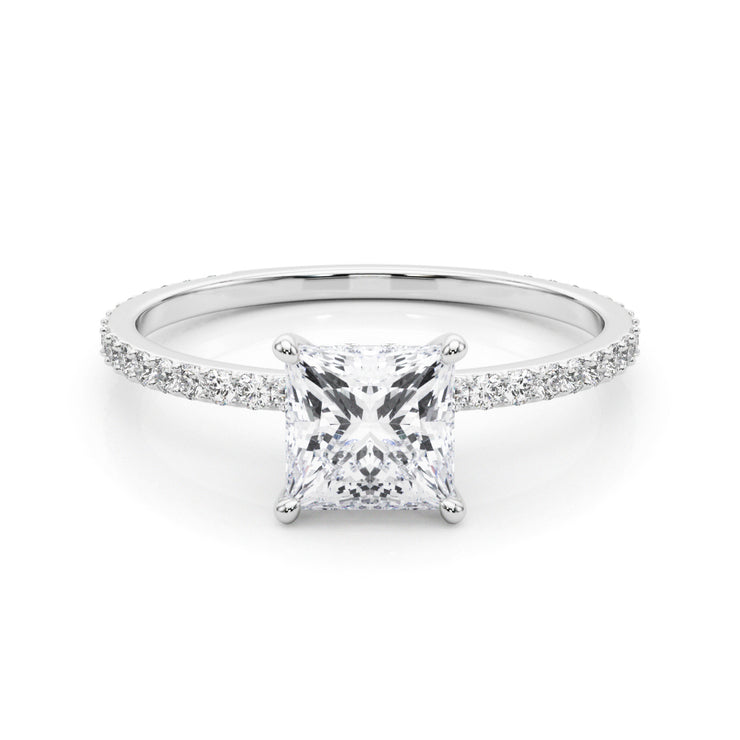 Diamond Halo Square Center Engagement Ring