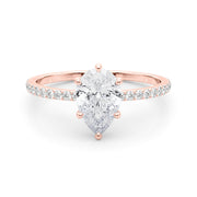18K Rose Gold Diamond Halo Engagement Ring