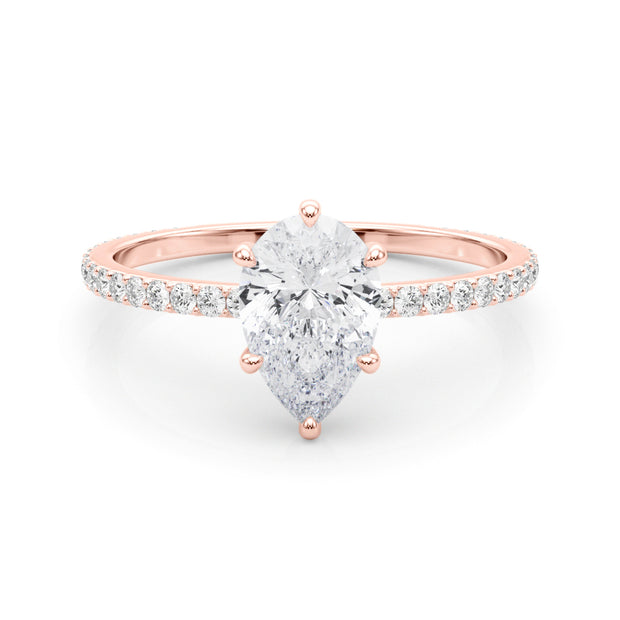 18K Rose Gold Diamond Halo Engagement Ring