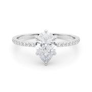 Diamond Halo Engagement Ring with Accent Stones