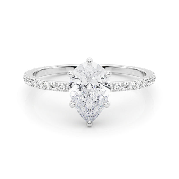 Diamond Halo Engagement Ring with Accent Stones