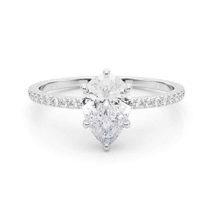 Diamond Halo Engagement Ring with Accent Stones