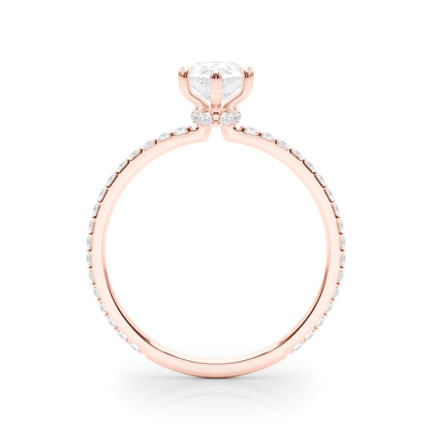 18K Rose Gold Diamond Halo Engagement Ring