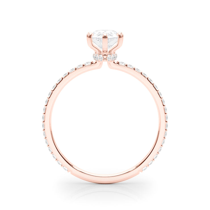 18K Rose Gold Diamond Halo Engagement Ring