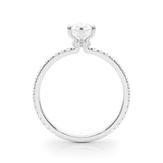 Diamond Halo Engagement Ring with Accent Stones