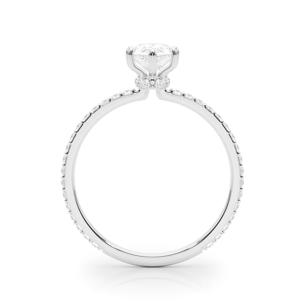 Diamond Halo Engagement Ring with Accent Stones