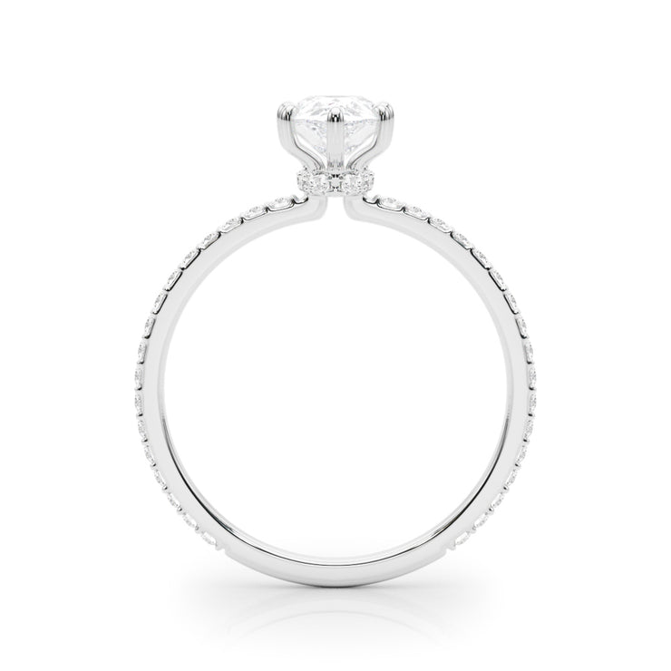 Diamond Halo Engagement Ring with Accent Stones