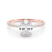 18K Rose Gold Oval Diamond Halo Engagement Ring