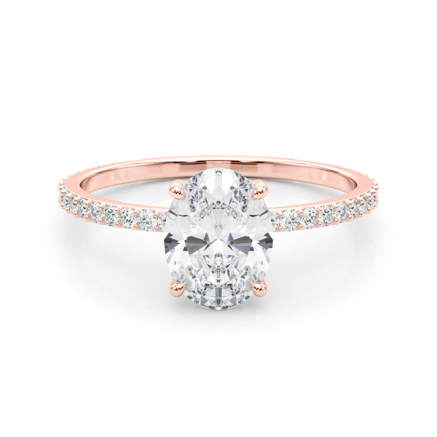 18K Rose Gold Oval Diamond Halo Engagement Ring