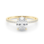 18K Yellow Gold Oval Diamond Halo Engagement Ring