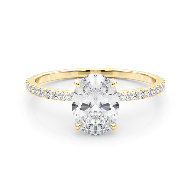 18K Yellow Gold Oval Diamond Halo Engagement Ring