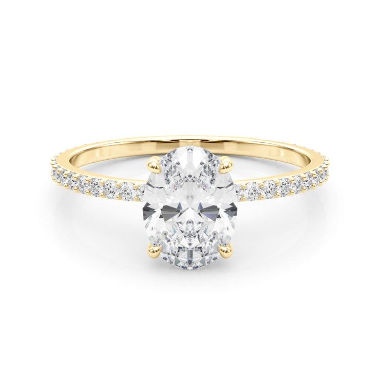 18K Yellow Gold Oval Diamond Halo Engagement Ring