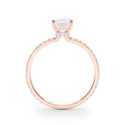 18K Rose Gold Oval Diamond Halo Engagement Ring
