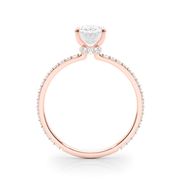 18K Rose Gold Oval Diamond Halo Engagement Ring