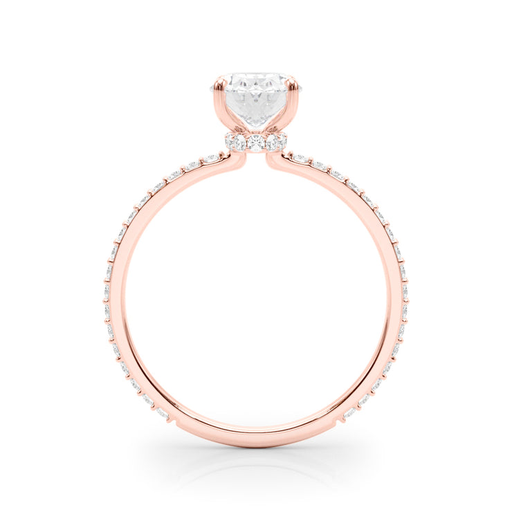 18K Rose Gold Oval Diamond Halo Engagement Ring