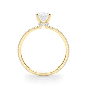 18K Yellow Gold Oval Diamond Halo Engagement Ring