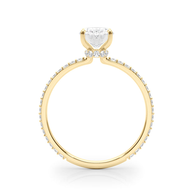 18K Yellow Gold Oval Diamond Halo Engagement Ring