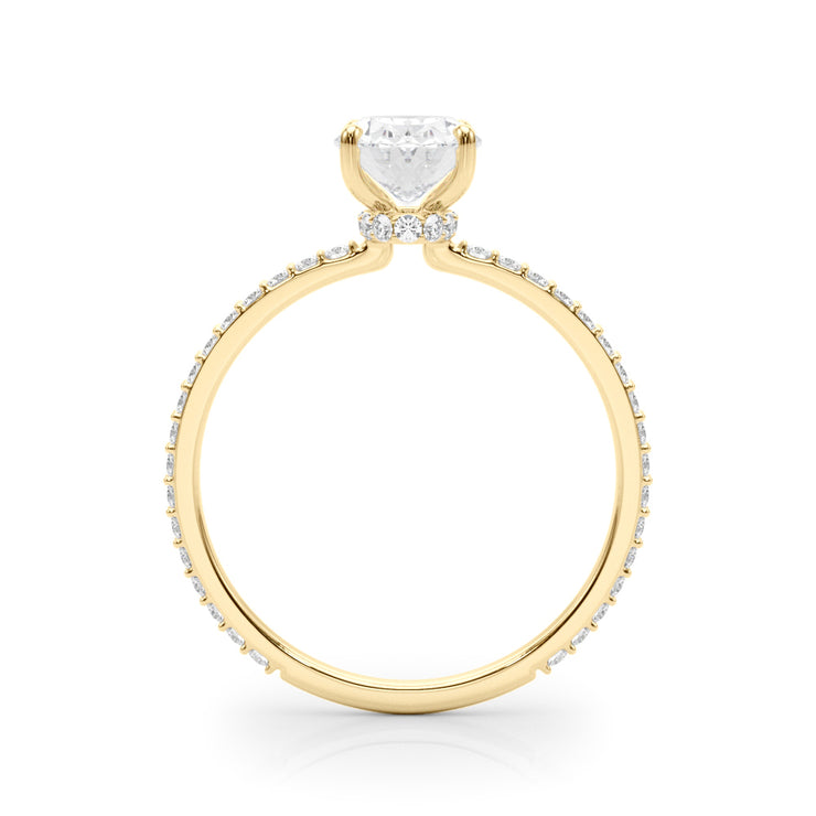 18K Yellow Gold Oval Diamond Halo Engagement Ring