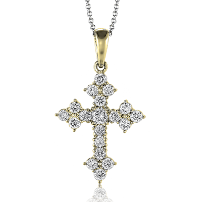 ZP149 Cross Pendant in 14k Gold with Diamonds