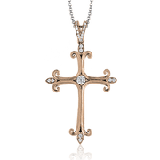 ZP796 Cross Pendant in 14k Gold with Diamonds