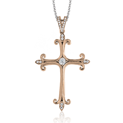 ZP796 Cross Pendant in 14k Gold with Diamonds