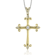 ZP796 Cross Pendant in 14k Gold with Diamonds