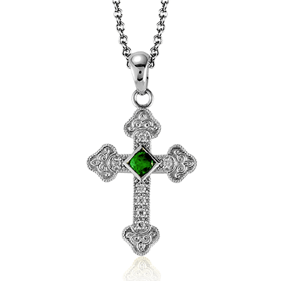 ZP375 Cross Pendant in 14k Gold with Diamonds