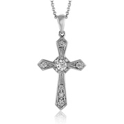 ZP372 Cross Pendant in 14k Gold with Diamonds