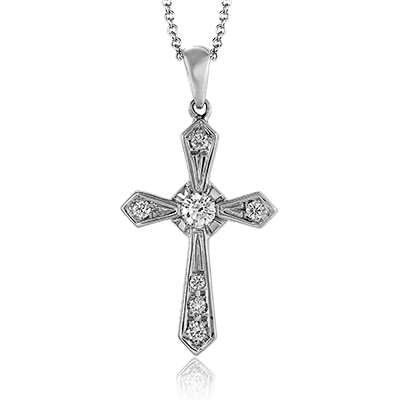 ZP372 Cross Pendant in 14k Gold with Diamonds