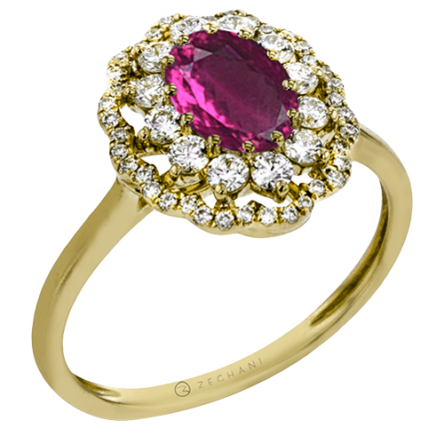 Color Ring in 14k Gold with Diamonds