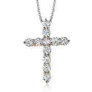 Cross Pendant in 14k Gold with Diamonds