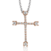 ZP903 Cross Pendant in 14k Gold with Diamonds